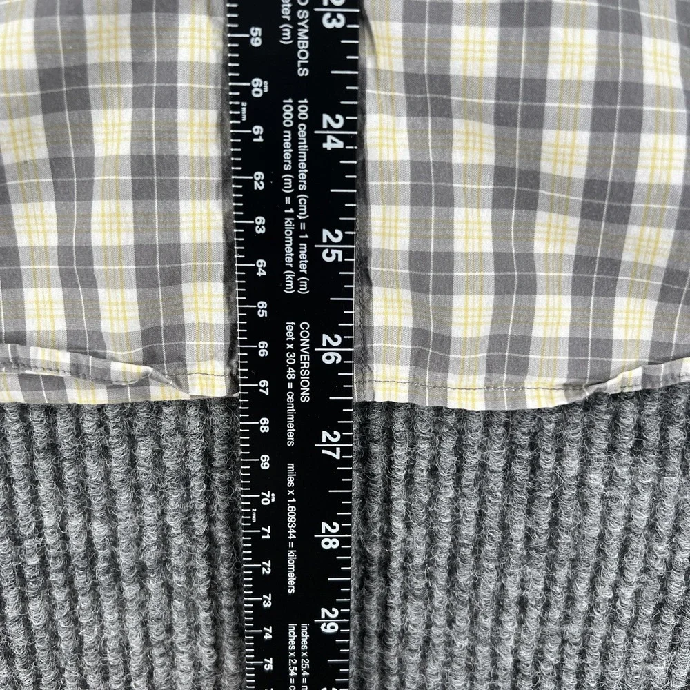 Banana Republic Shirt Mens Size Large Yellow Gray Plaid Long Sleeve Button Up